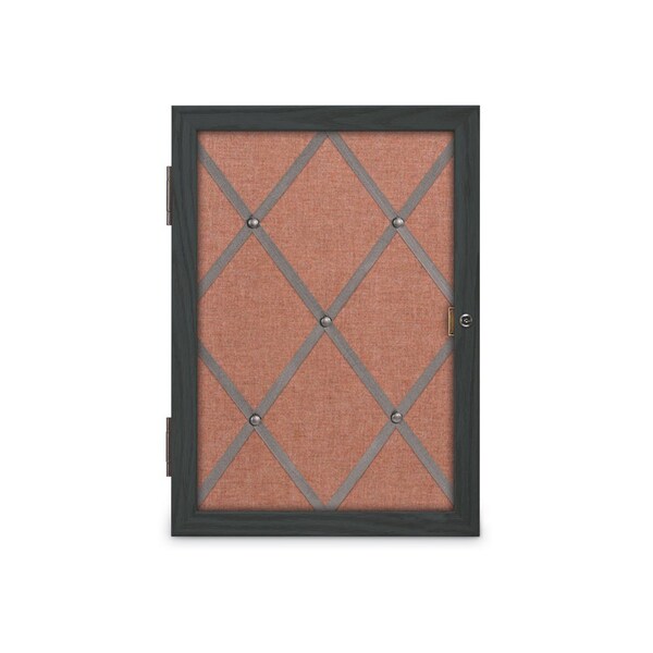 Sliding Door 16" Wood Framed Display Cas, UVDC1649-OAK-MEDGRY
